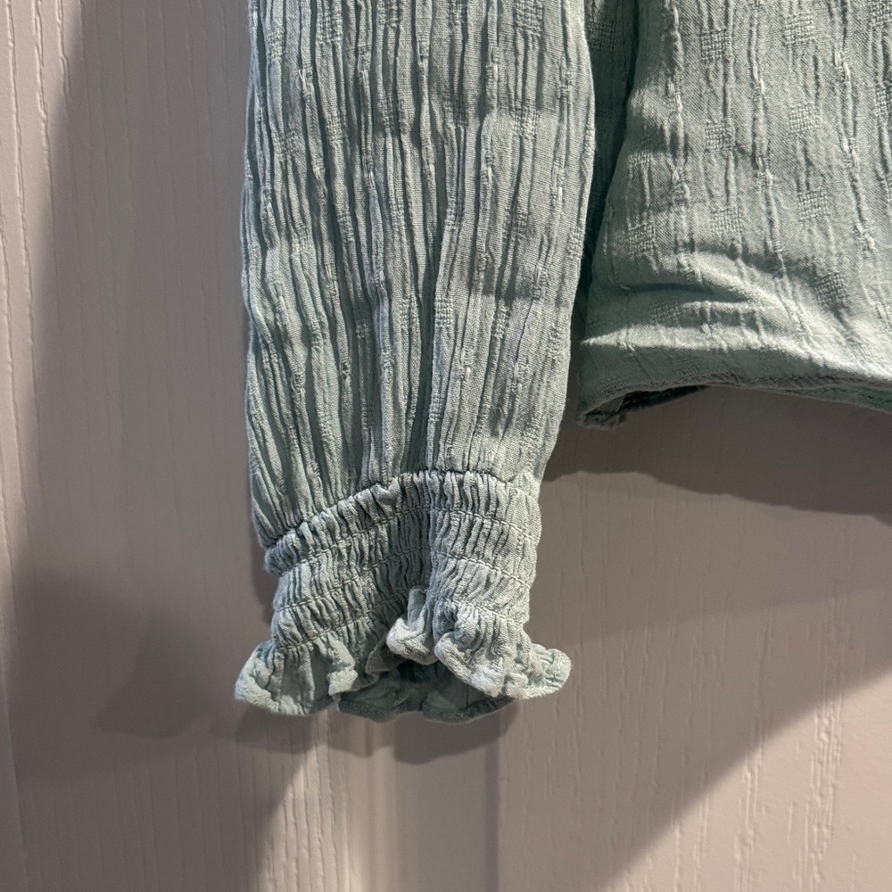 1. State Light Green Button-Down Blouse - Picture 5 of 9